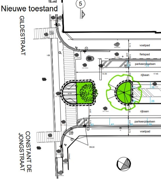 Plan nieuwe toestand middenberm Stella Marisstraat t.h.v. Gildestraat/C. De Jongstraat Plan nieuwe toestand middenberm Stella Marisstraat t.h.v. Gildestraat/C. De Jongstraat