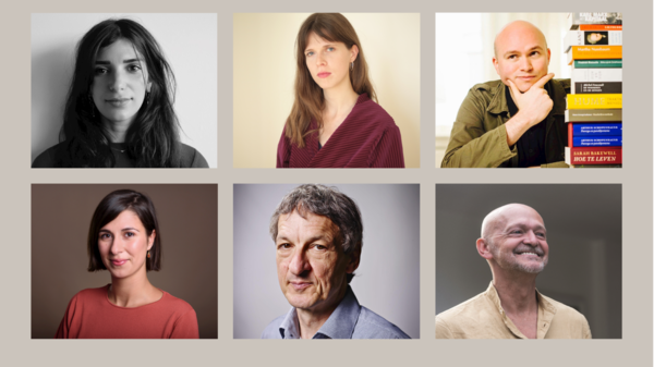Fotomontage van de auteurs die in het voorjaar van 2024 te gast zijn in Bibliotheek Bist.