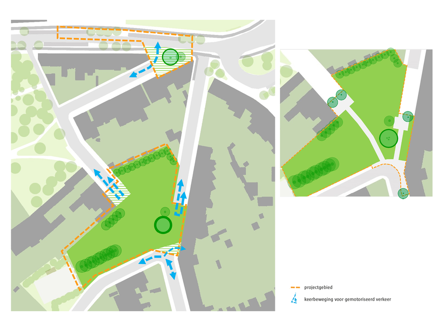De verschillende buurtpleintjes worden verbonden.