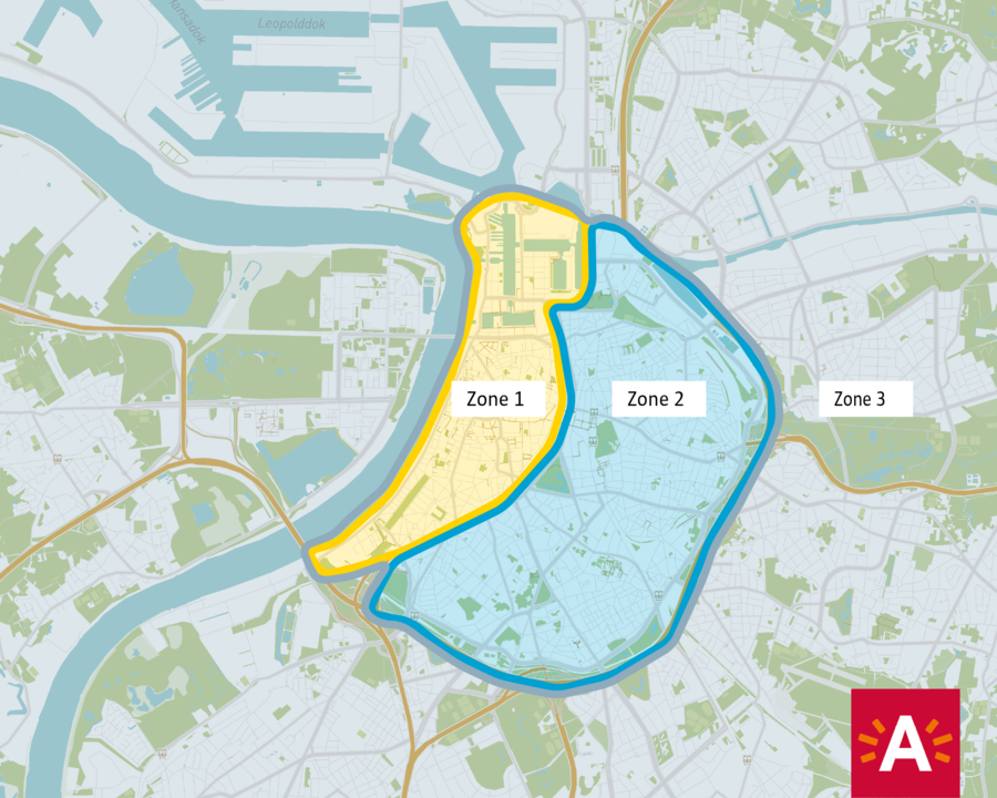 Kaart tariefzones buurtparkings