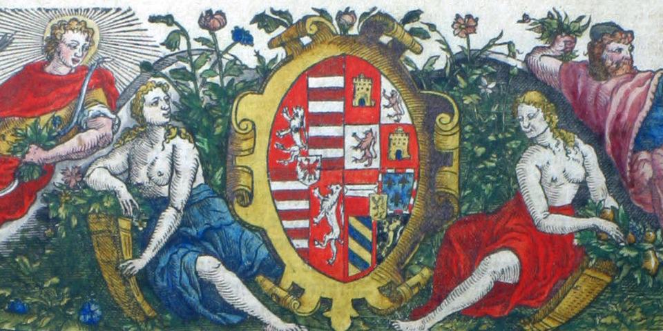 Fragment van het voorblad uit 1554 van het Cruijdeboeck van Rembert Dodoens