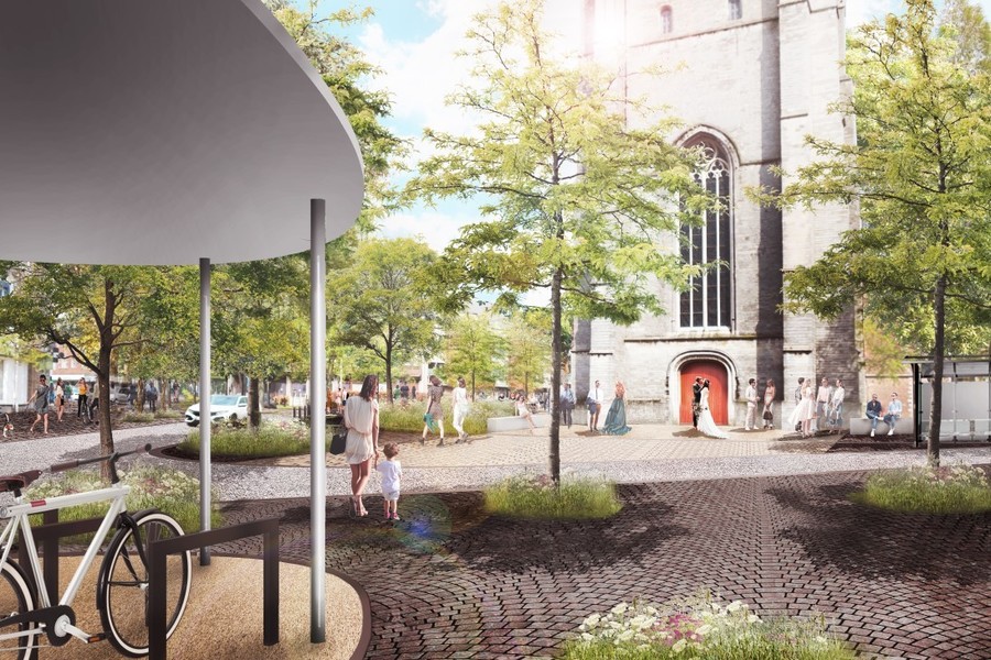 Mogelijk toekomstbeeld voor kerkplein