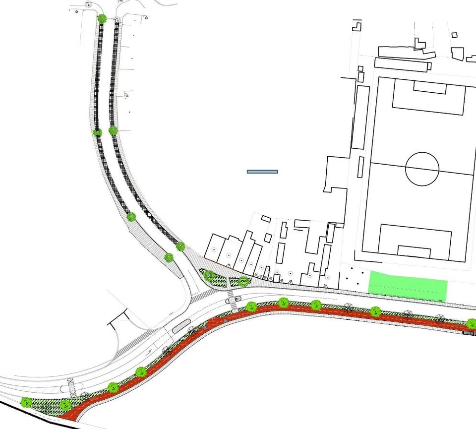 Plan voor de nieuwe aanleg van de Carrettestraat