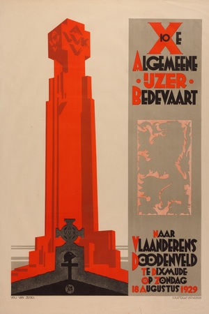 Affiche van de 10de IJzerbedevaart, 18 augustus 1929. Affiche van de 10de IJzerbedevaart, 18 augustus 1929.