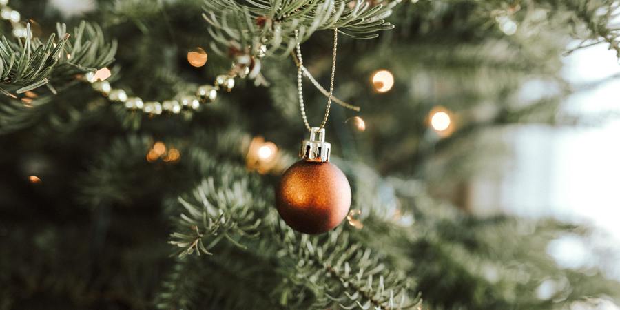 Een kerstbal in een kerstboom Een kerstbal in een kerstboom