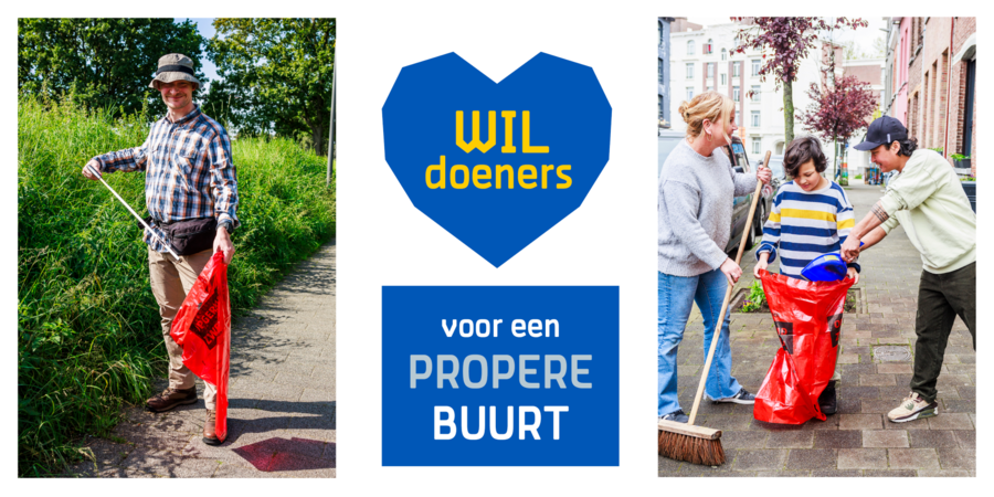Montage met illustratieve foto's voor de acties van WILdoeners rond poetsen: poetsacties en Lente/Herfstpoets