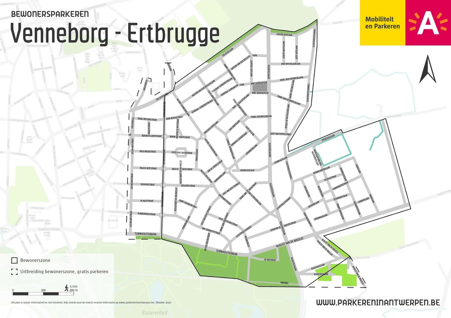 Dit is een kaart van bewonerszone Venneborg - Ertbrugge