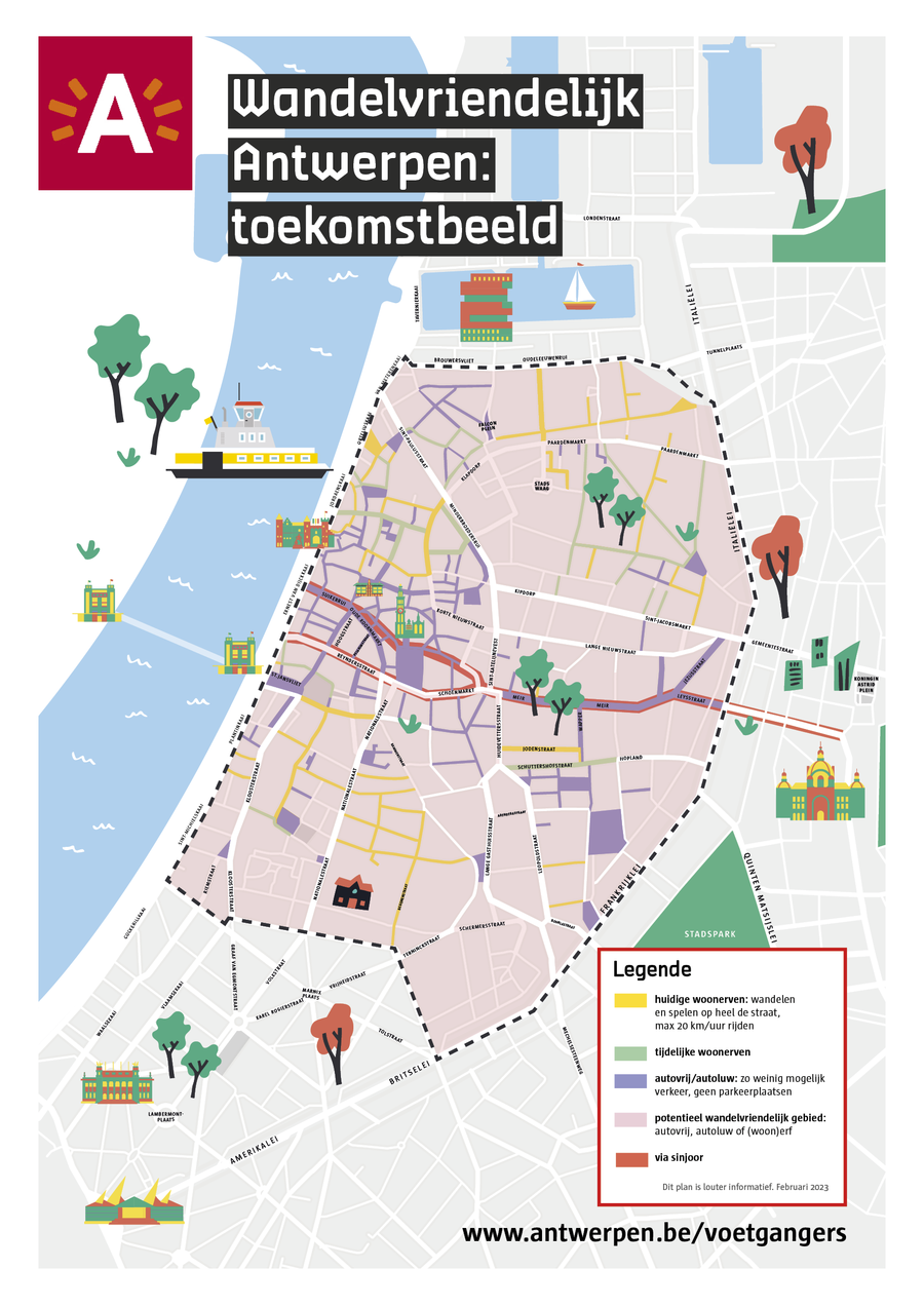 Overzichtsplannetje van de tijdelijke woonerven in de stad