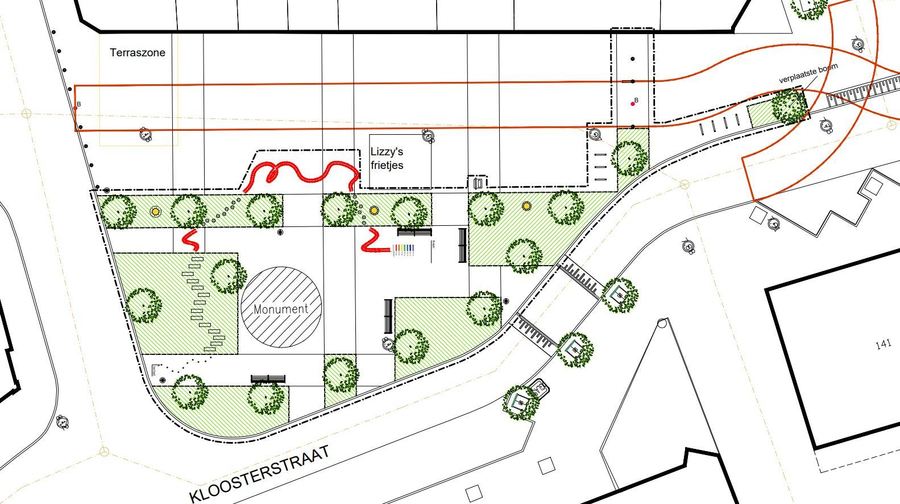 Grondplan ontwerp pleintje Kloosterstraat