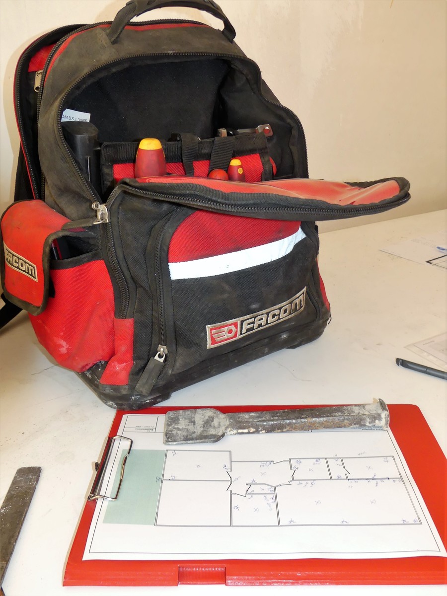 Rugzak met werkmateriaal