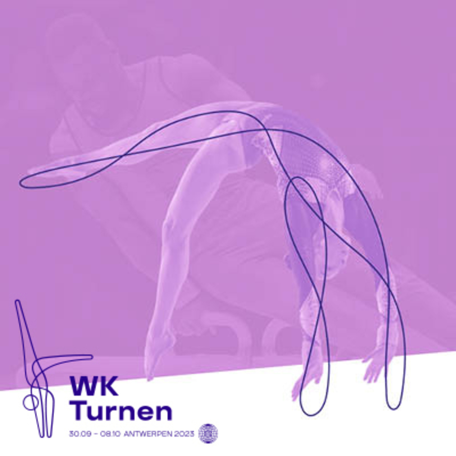 Campagnebeeld van het WK Turnen in Antwerpen Campagnebeeld van het WK Turnen in Antwerpen