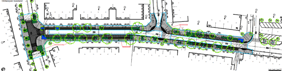 Plan toestand na heraanleg Edenlaan (tussen Planetariumlaan en het Edenplein)