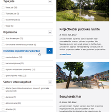 Printscreen van het online vacature-overzicht van de stad Printscreen van het online vacature-overzicht van de stad