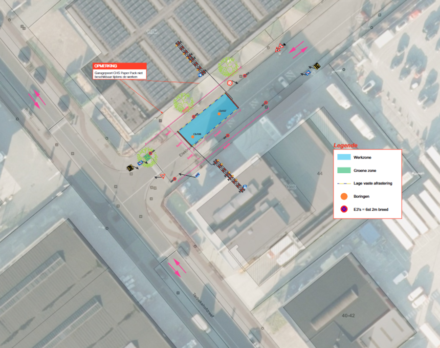 Signalisatieplan werken (werfzone aangeduid in het blauw)