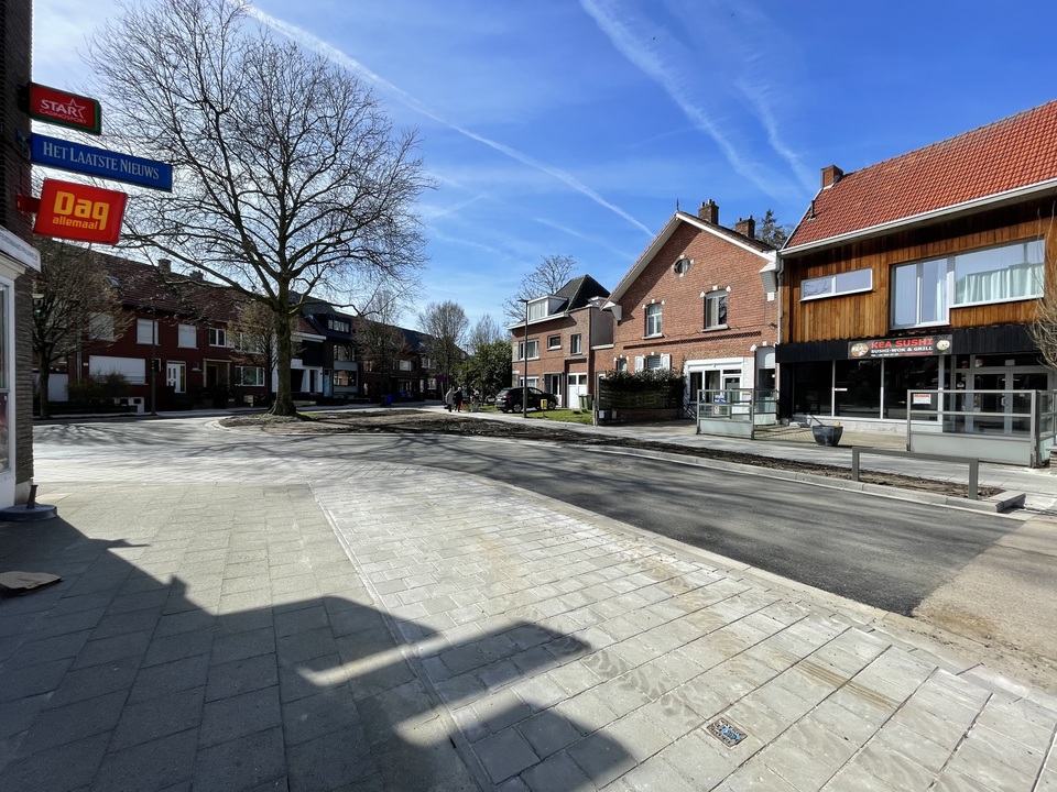 Zicht op het nieuwe kruispunt Geestenspoor - F Pauwelsstraat