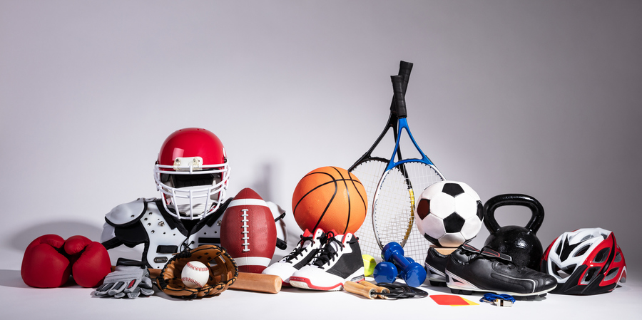 Een verzameling sportattributen Een verzameling sportattributen