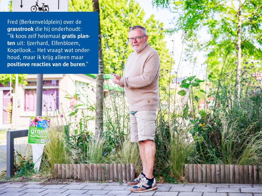 Bewoner Fred vertelt over de grasstrook voor zijn woning.