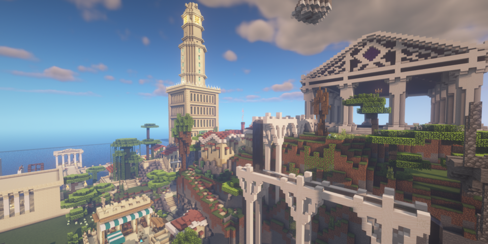 Griekse stad, gebouwd door Minecraft meesterbouwers.