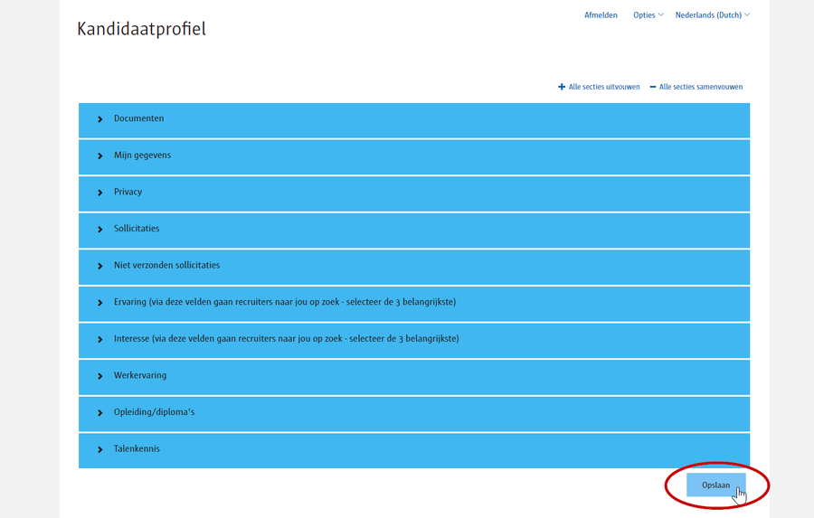Screenshot Talentbank Screenshot Talentbank