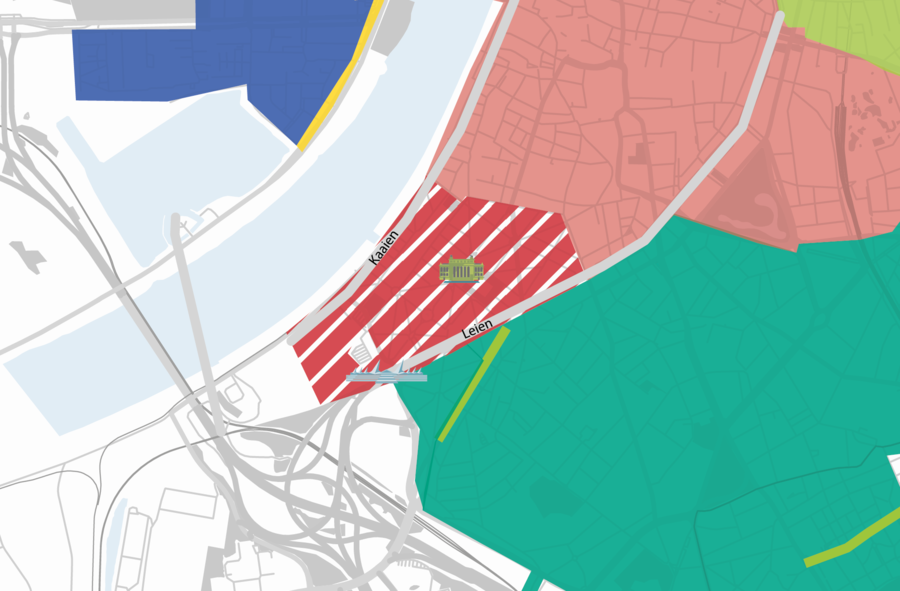 Plannetje van de parkeerwijzigingen: grens van de nieuwe rode parkeertariefzone is de Amerikalei, Jef Cassiersstraat, Ledeganckkaai, De Gerlachekaai, Cockerillkaai, Scheldestraat, Kronenburgstraat en Kasteelpleinstraat Plannetje van de parkeerwijzigingen: grens van de nieuwe rode parkeertariefzone is de Amerikalei, Jef Cassiersstraat, Ledeganckkaai, De Gerlachekaai, Cockerillkaai, Scheldestraat, Kronenburgstraat en Kasteelpleinstraat