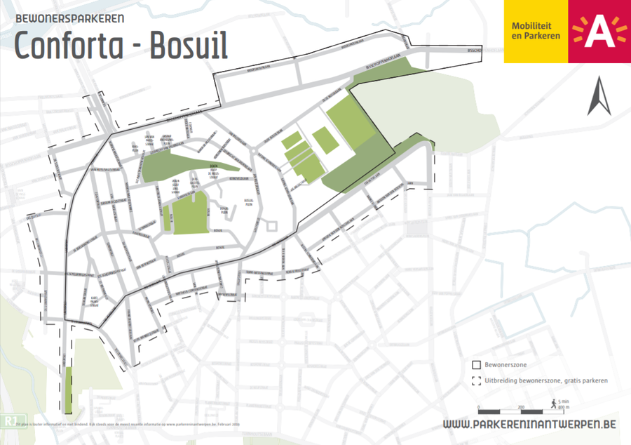 Stratenplan bewonerszone Confortalei-Bosuil