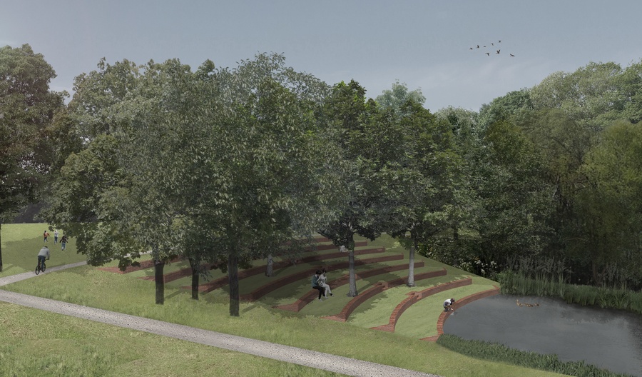 toekomstbeeld terrassenstructuur aan vijver toekomstbeeld terrassenstructuur aan vijver
