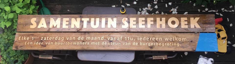 Houten bord Samentuin Seefhoek