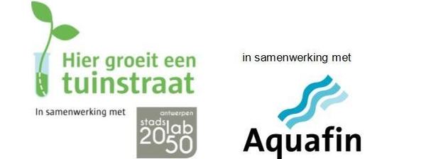 logo's Tuinstraat, Stadslab 2050 en Aquafin logo's Tuinstraat, Stadslab 2050 en Aquafin