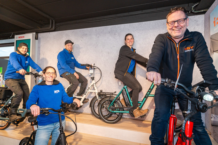 Iedereen op de fiets in de winkel