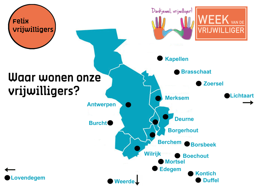 Waar wonen onze vrijwilligers? Waar wonen onze vrijwilligers?