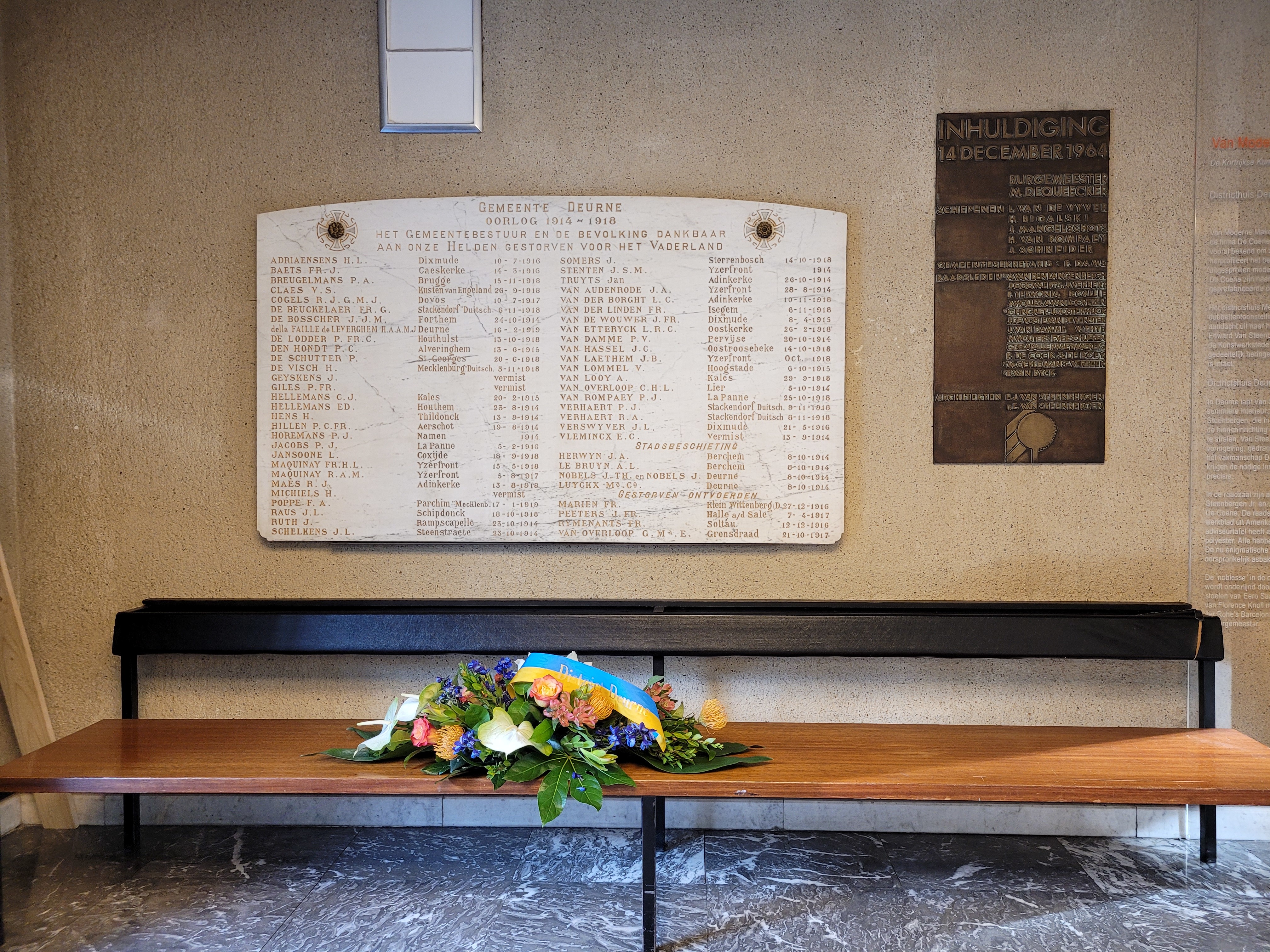 Gedenkplaat van de gesneuvelden van 1914-1918