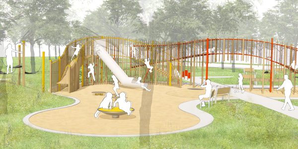 Ontwerpafbeelding van het nieuwe speelterrein.