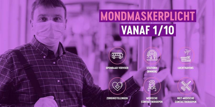 Mondmaskerplicht vanaf 1 oktober Mondmaskerplicht vanaf 1 oktober