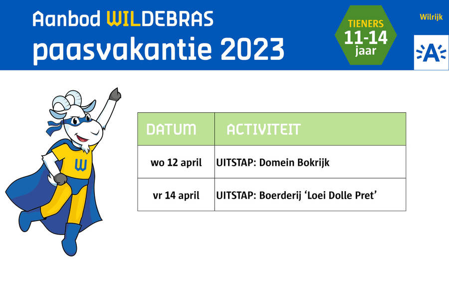 Aanbod WILdebras paasvakantie 2023