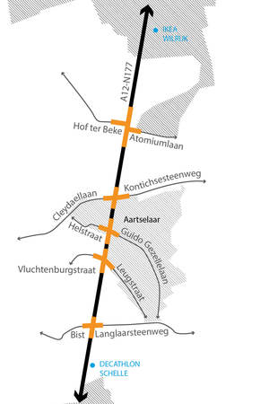Een beknopt overzicht van de 5 kruispunten op de A12 die deel uitmaken van de bevraging. Een beknopt overzicht van de 5 kruispunten op de A12 die deel uitmaken van de bevraging.