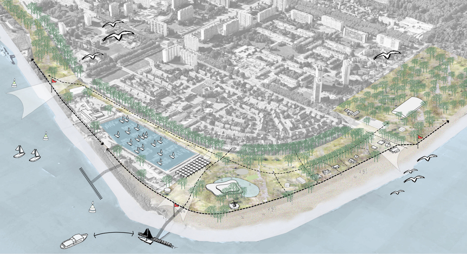 Simulatiebeeld van Sint-Anneke Plage volgens het masterplan