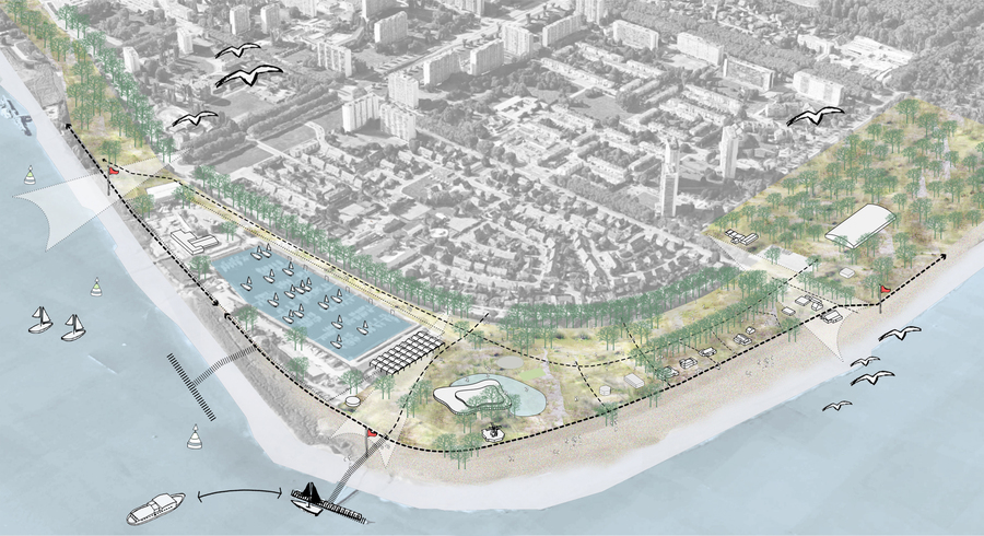 Simulatiebeeld van Sint-Anneke Plage volgens het masterplan