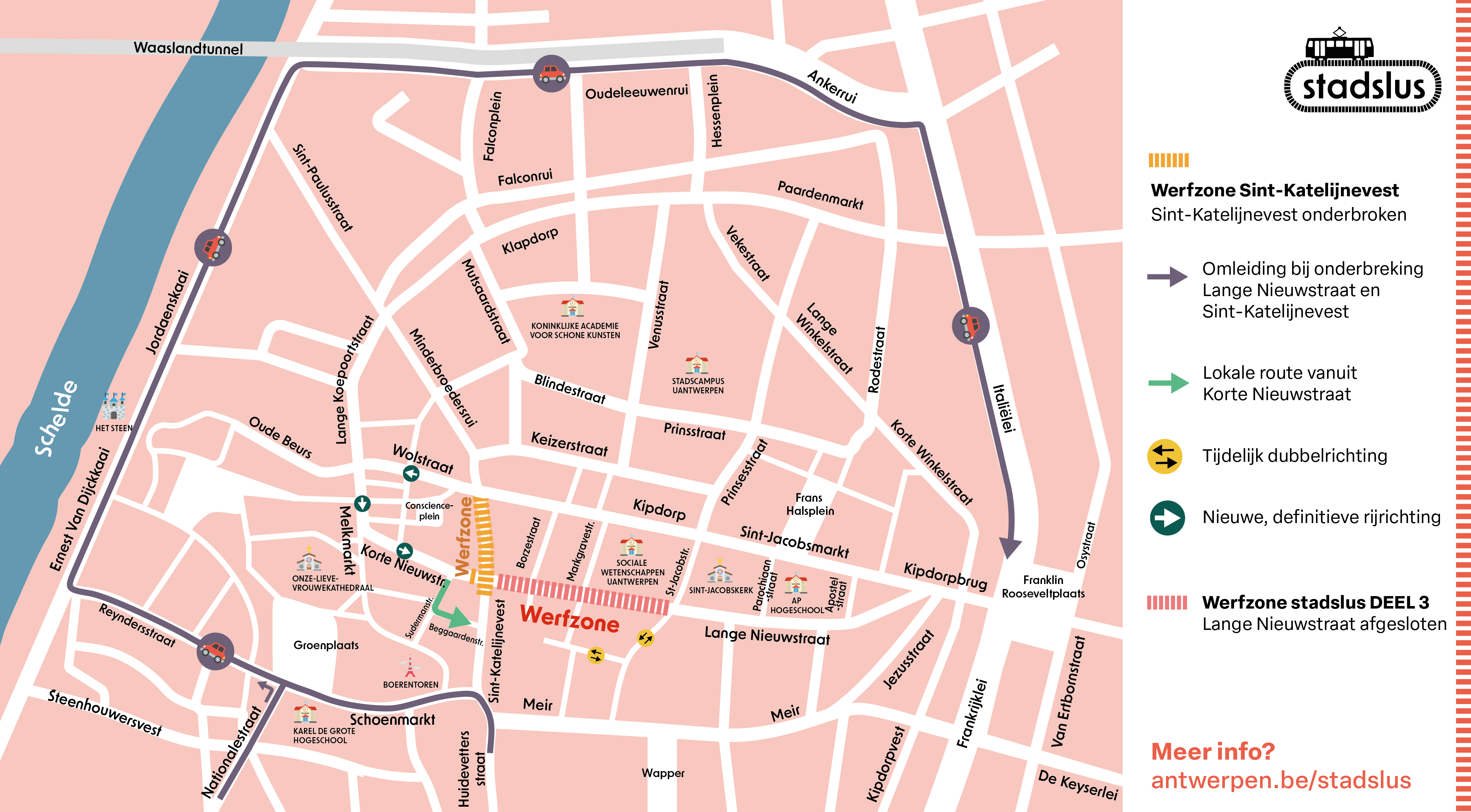 Grondplan rijroutes vanaf 31 maart 2025