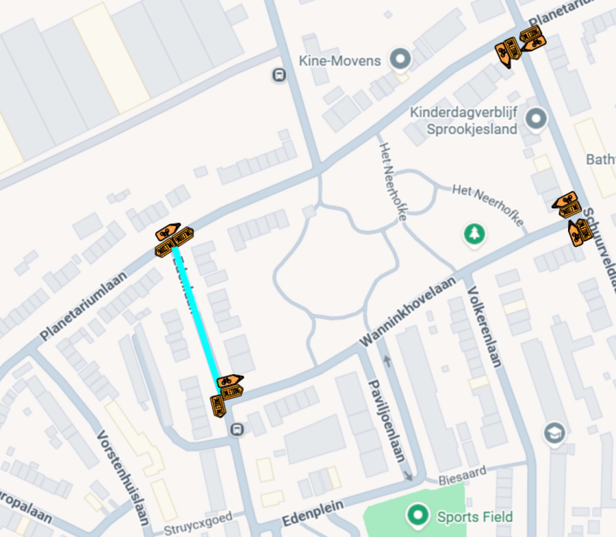 Omleiding werken fase 3 (werfzone aangeduid in het blauw)