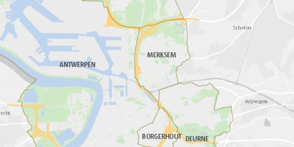 knipsel van het stadsplan van Antwerpen