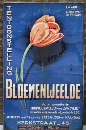 Affiche uit 1937 dat de bloembollenvelden in de Polder promoot
