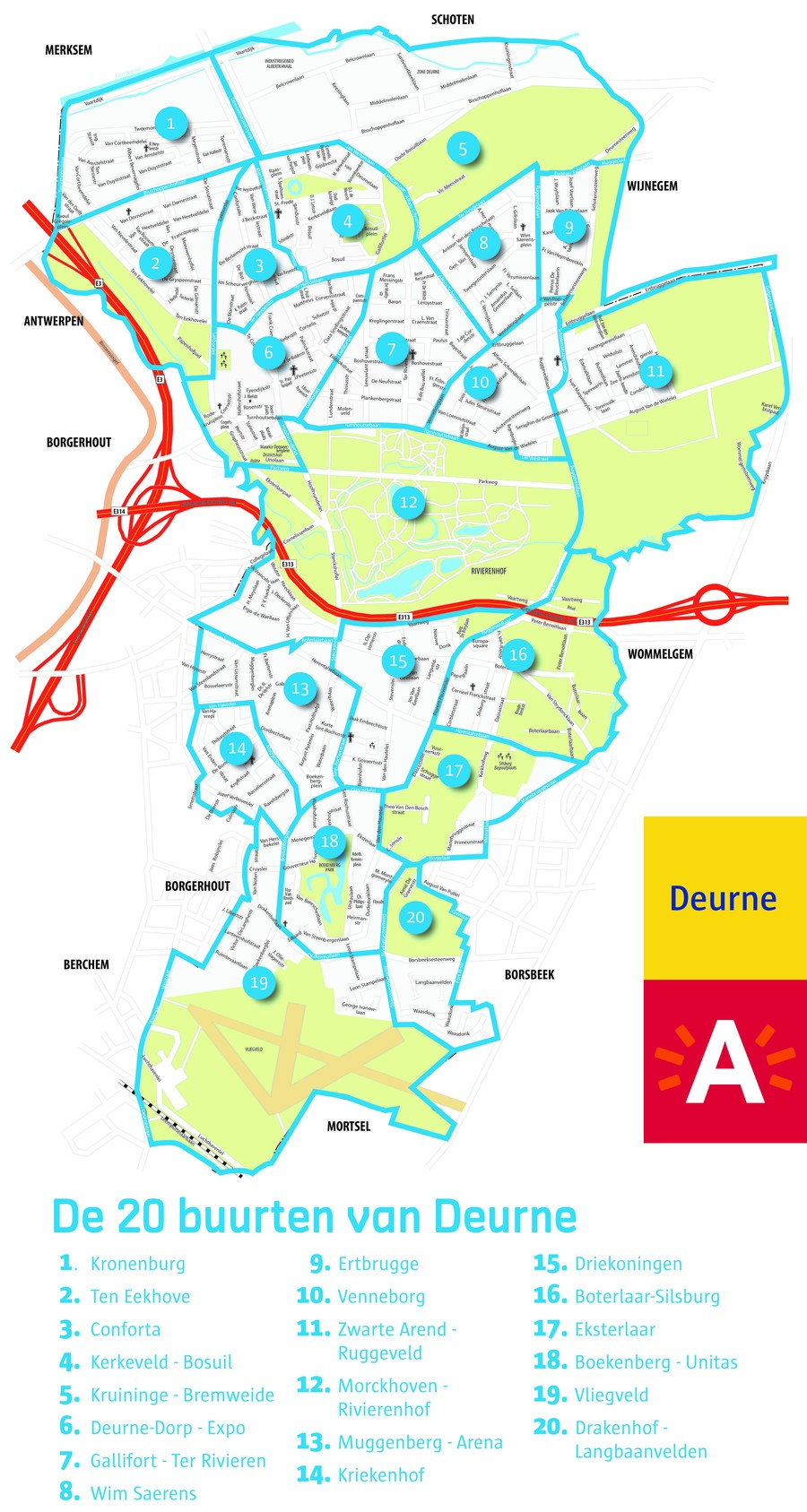 Deurne telt 20 buurten