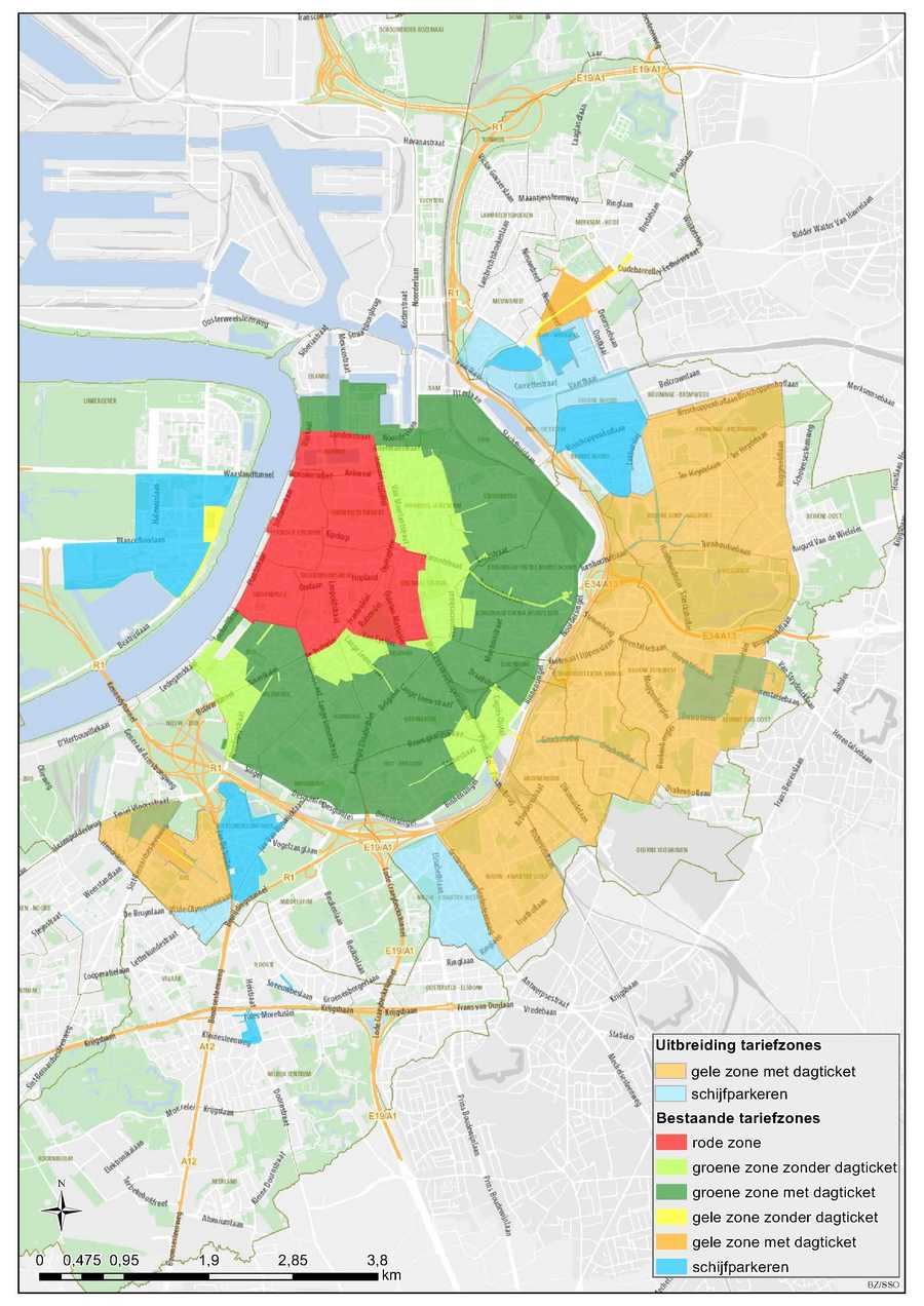 Kaart met aanduiding nieuwe zones Kaart met aanduiding nieuwe zones