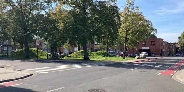 Het kruispunt van de Daniel Herreynslaan, het Ridderveld en de Letterkundestraat