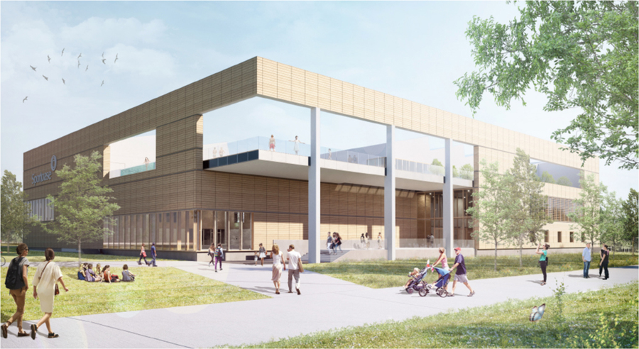 Simulatie van het nieuwe sportcomplex Groot Schijn met 2 ijsbanen Simulatie van het nieuwe sportcomplex Groot Schijn met 2 ijsbanen