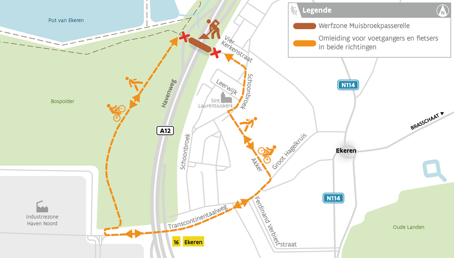 Een kaartje van de omleiding zoals hierboven in de tekst beschreven. Een kaartje van de omleiding zoals hierboven in de tekst beschreven.