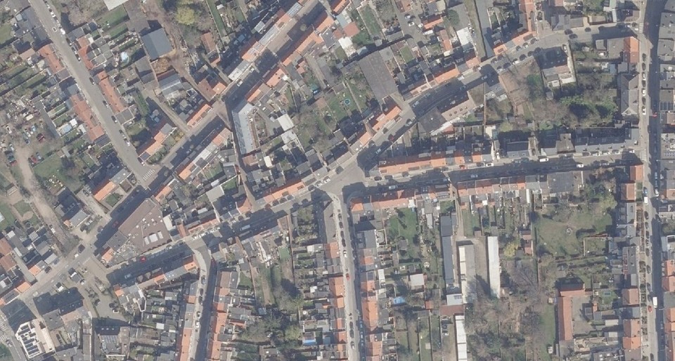 Luchtbeeld van Klein Hagelkruis en Beenhouwerstraat