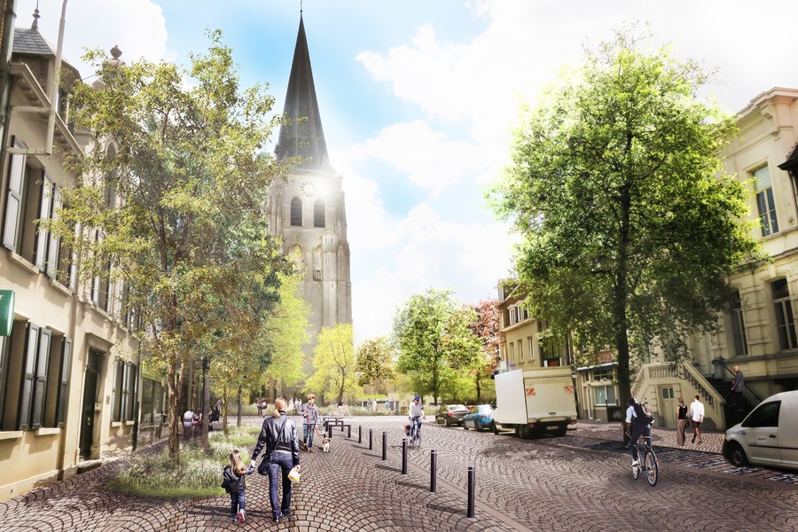 Mogelijk toekomstbeeld voor Markt, deel tussen Kristus-Koningplein en kerk