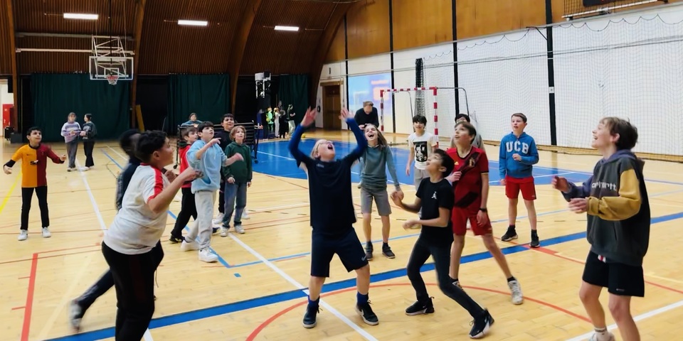 Kinderen die basketbal spelen
