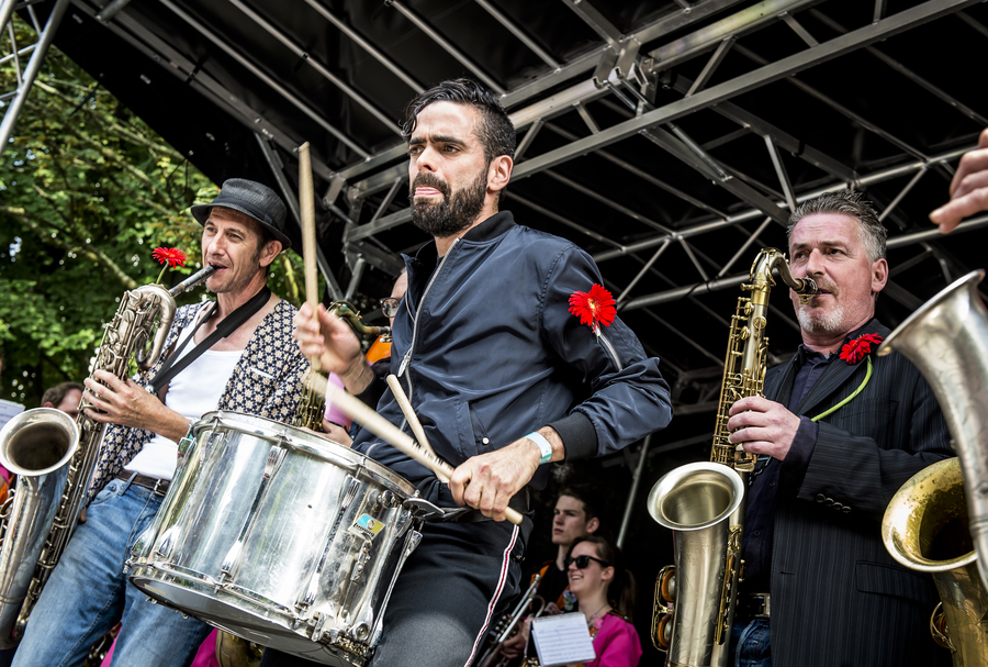 Brassband aan het werk